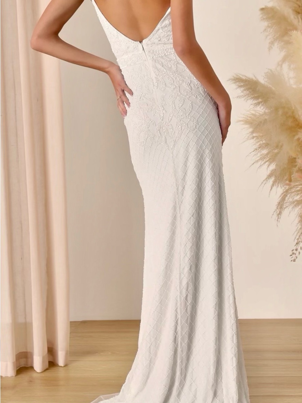 Cherished Vow White Spaghetti Strap Mermaid Wedding Gown - Picture 10 of 10